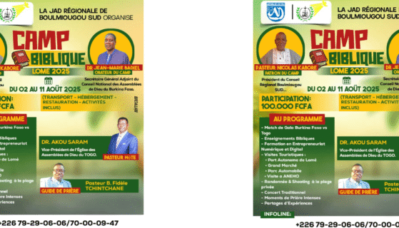 CAMP BIBLIQUE JAD 2025 A LOME : FOI, PRIERE ET DECOUVERTES