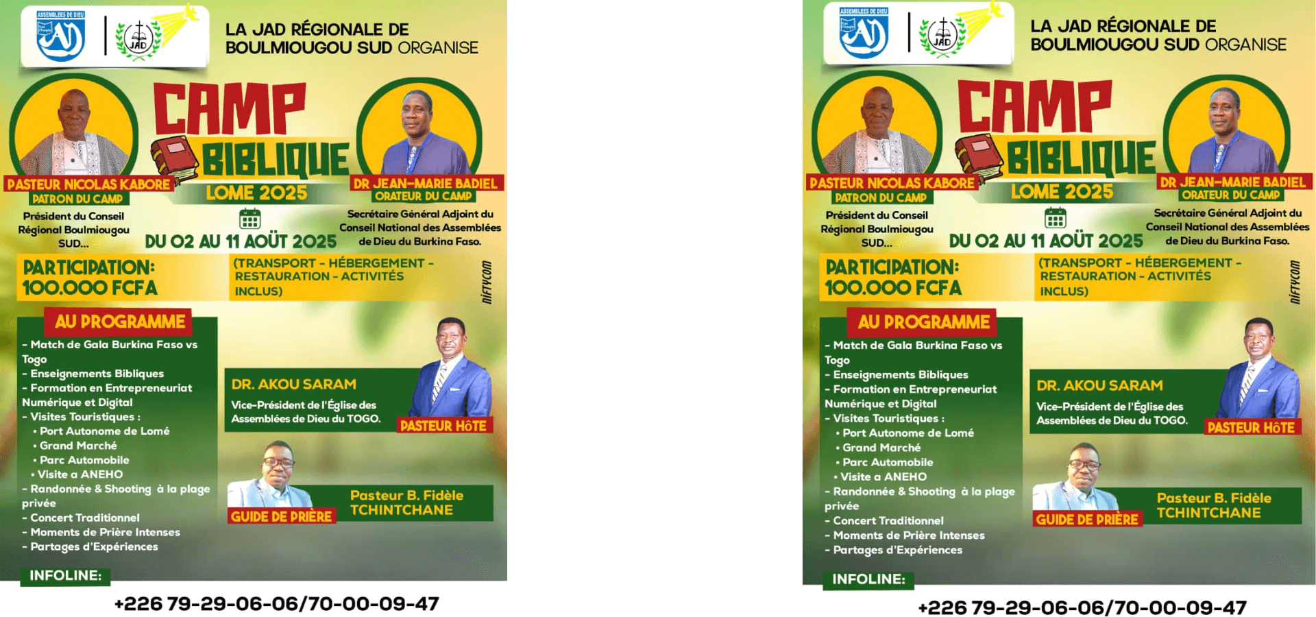 CAMP BIBLIQUE JAD 2025 A LOME : FOI, PRIERE ET DECOUVERTES